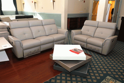 8501 Light Grey w/Manual Recliners & 1001 Coffee Table