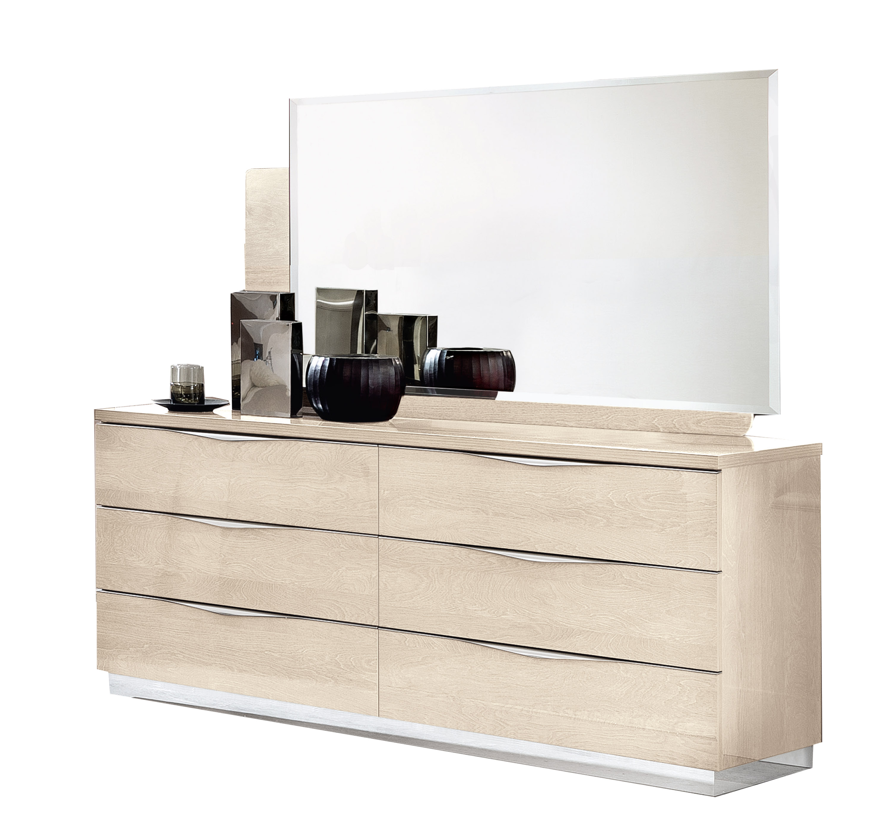Bedroom Furniture Nightstands Platinum LEGNO Double Dresser/Single Dresser/Mirror IVORY