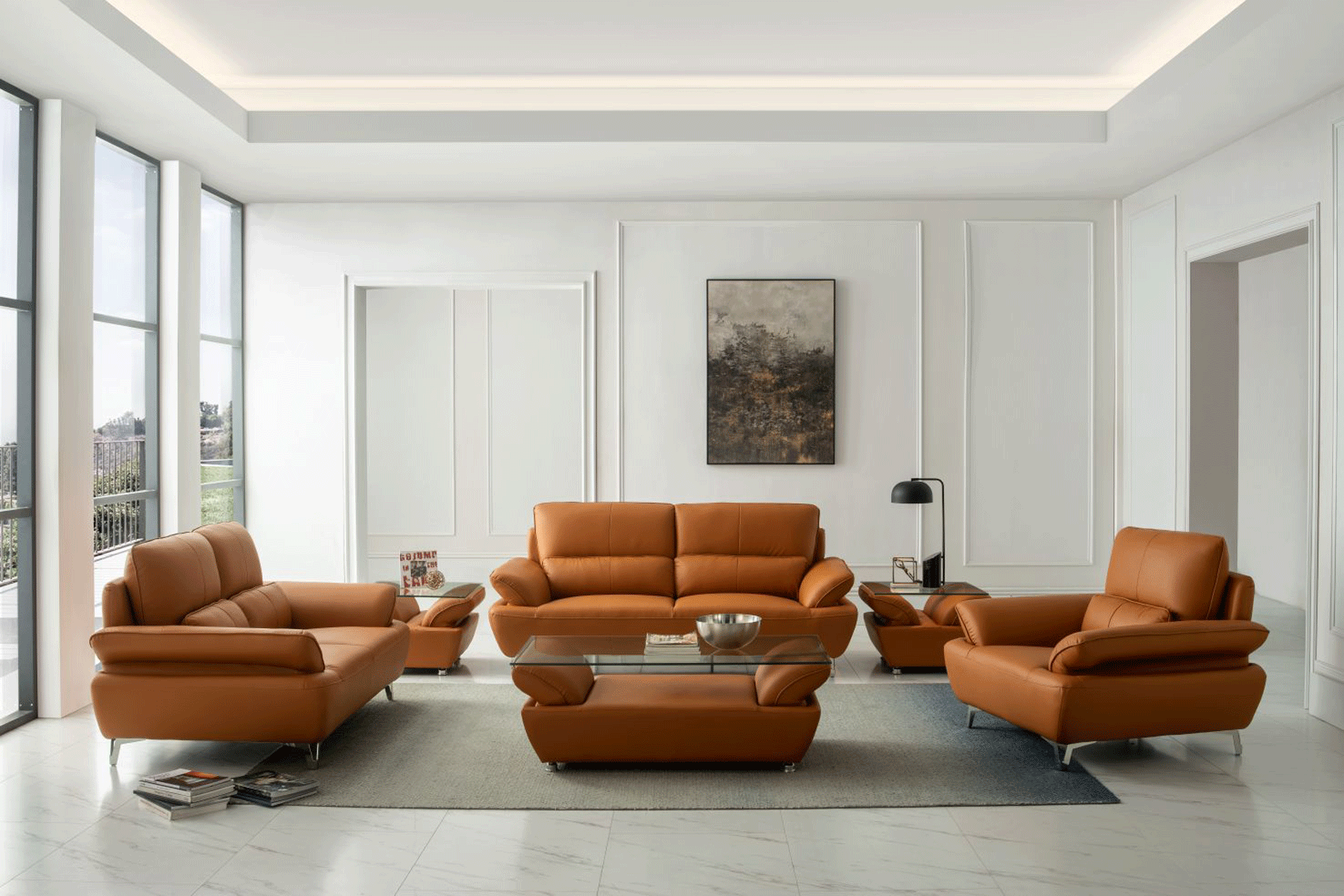 Living Room Furniture Reclining and Sliding Seats Sets 1810 Orange